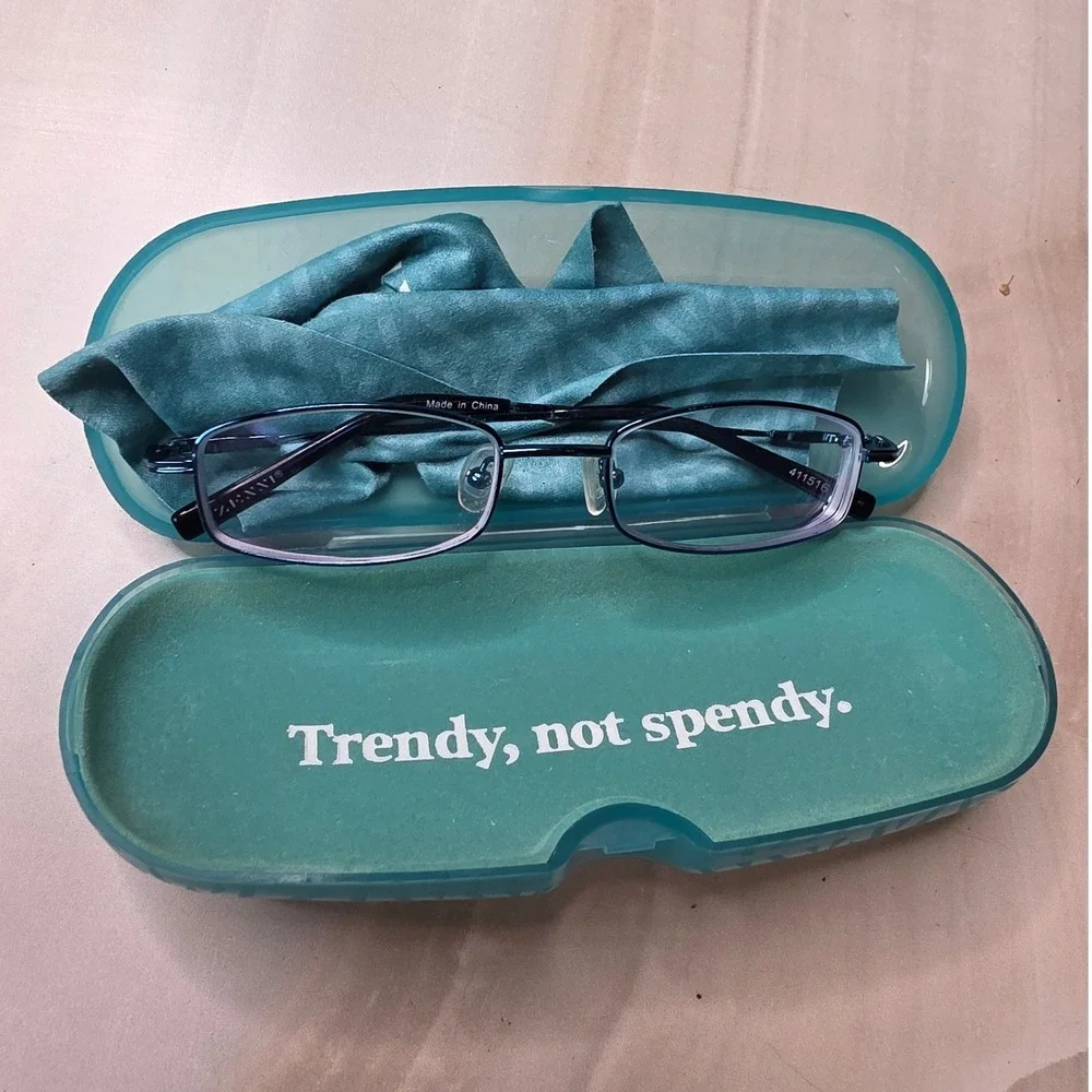 Zenni Optical 411516 Blue Rectangular Frames Only Full‎ Rim Frame with Case D1